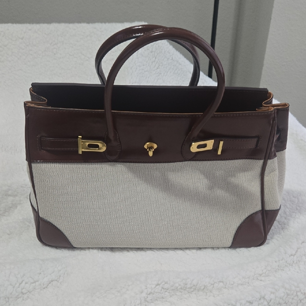 Chic Brown and Cream Women's Satchel